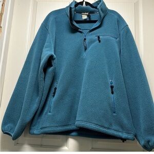 LL Bean 1/4 Zip Fleece Teal Sz XLARGE